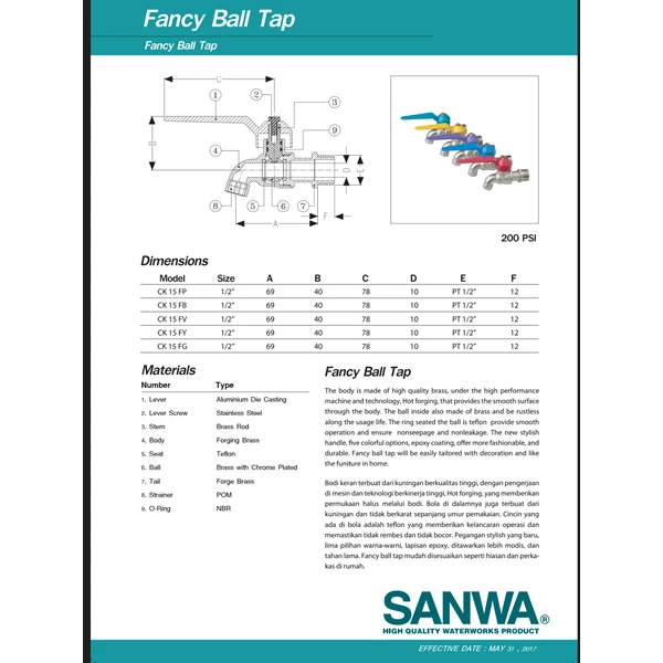 FANCY BALL TAP MERK SANWA