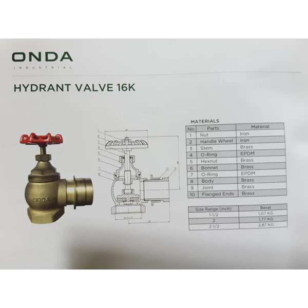 Hidrant Valve machino 16 k ONDA